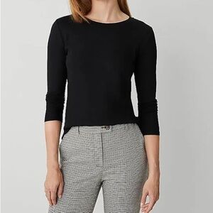 Ann Taylor Black Boxy 3/4 Sleeve Sweater